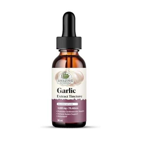 Amazing Botanicals Garlic Extract Tincture - Allium Sativum 3000mg, 1% Allicin - High Potency Herbal Supplement for Wellness and Vitality - 30ml/1oz Cover