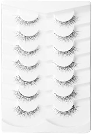 Lashes Natural Short False Eyelashes Wispy Lashes Pack Light Volume Clear Band Soft Fake Eye lashes 7 Pairs Multipack