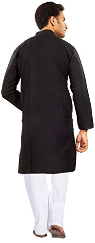 Kurta de algodón hombre conjunto pijama negro ropa tradicional talla 40 3