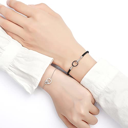 Bracelets de couple en argent sterling au design minimaliste chic - 2