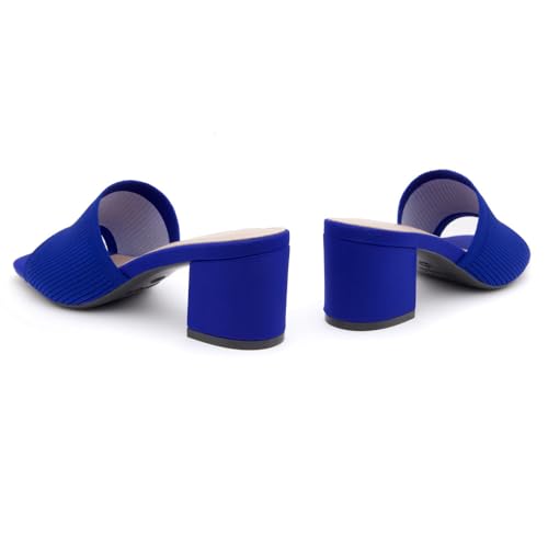 Image of Herstyle Square Open Toe Heeled Sandals for Women 2.5 Inch Low Block Chunky Heel Sandals Slip-On Mules Comfortable Dress Shoes for Party Wedding Office