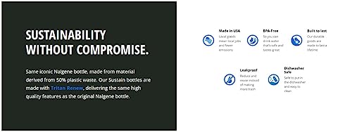 Nalgene Sustain Tritan BPA-Free Growler Bottle Made with Material Derived from 50% Plastic Waste (using ISCC certified mass balance), 64 OZ, Clear