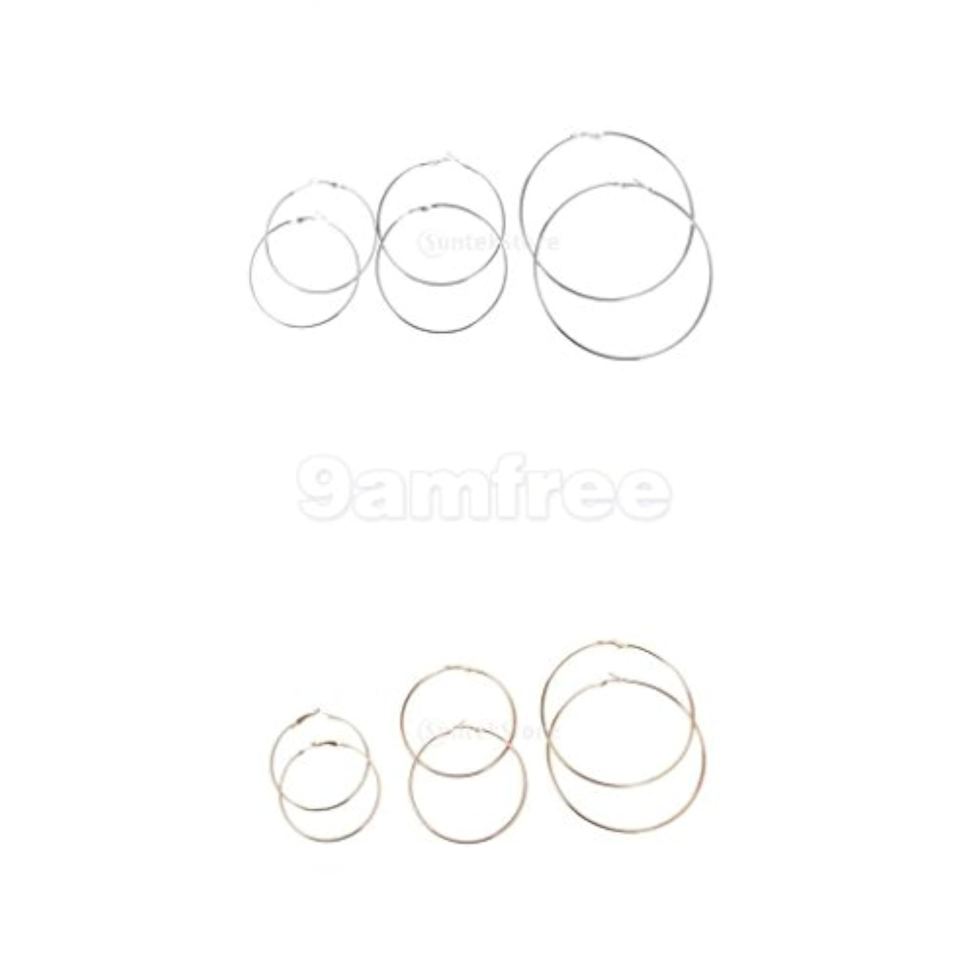Women's Silver Alloy Smooth Large Round Hoop Earrings
