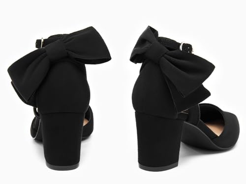 Image of Coutgo Women's Chunky Heels Ankle Strap Pointed Toe Pumps