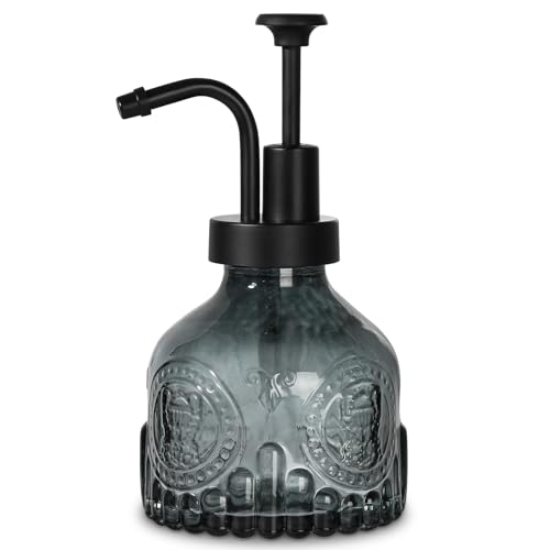 RACOBOT Black Soap Dispenser Small Hand Soap Dispenser Bathroom Glass Liquid Soap and Lotion Bottle with Pump 7 fl oz Refillable Dish Dispenser for Kitchen Gothic Vintage Goth Home Bathroom Decor
