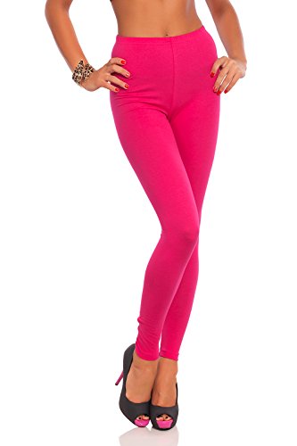 FUTURO FASHION Women's Full Length Cotton Leggings Soft, Plus Sizes Pink