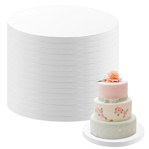 12 Inch Cake Drum 15 Pack Round Cake Boards White 1/2” Thick Cake Drums Corrugated Cardboard Cake Base Board for Multi-Layer Cakes Sturdy Cake Decorating Supplies