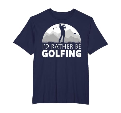 Golf I'd Rather BE Golfing Funny Golf T-Shirt, Men's Big and Tall, Navy Blue, 2X Tall