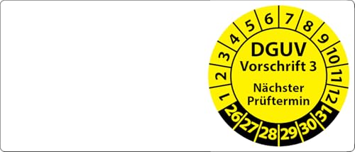 Kabelprüfplaketten DGUV Vorschrift 3 Nächster Prüftermin 70 x 30 mm, 100 Stück, Prüfplaketten für Kabel DGUV V3 (Gelb)