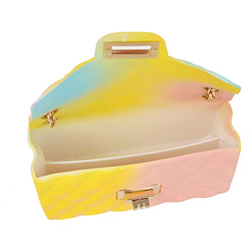 Women Rainbow Handbags Jelly Purse Candy Color Quilted Crossbody Shoulder Bag4