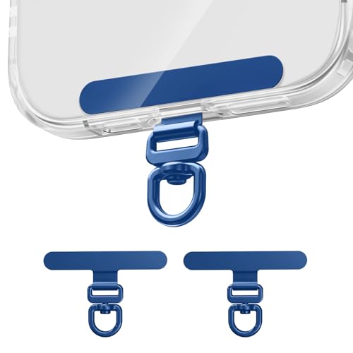 Image of saxsion Phone Tether Tab & Lanyard Tab, 360 Swivel Clip - Ultra Thin Stainless Steel Universal Patch for All Phone Cases