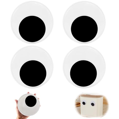 4 PCS Giant Googly Eyes 80mm Large Self-Adhesive Wiggle Eyes for Crafts Funny Big Stick-On Eyes for DIY Scrapbooking Toy Wall Door Halloween & Christmas Decoration