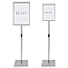 T-SIGN Adjustable Heavy Duty Pedestal Sign Holder Poster Stand - 11x17 Inch Vertical & Horizontal Sign Stand Displayed Poster Holder - Steel Square Base Sign Stands for Display (Silver)