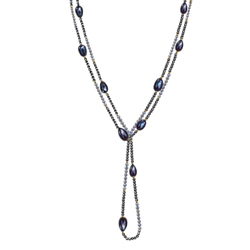 Long Layered Necklaces for Women Boho Long Necklace Layered Pearl Beaded Necklaces for Women Western Fashion Statement Bead Chain Necklace Healing Crystal Gemstone Jewelry Birthday Gift for Wife Girlfriend Mother