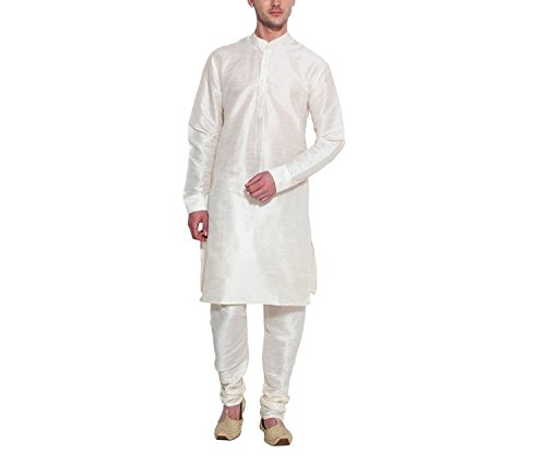 Kurta vêtement traditionnel homme soie blanche ensemble pyjama Royal L