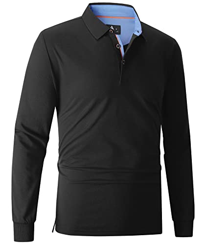 SWISSWELL Long Sleeve Polo Shirts for Men collared Performance Golf Shirts Casual Workwear Office2