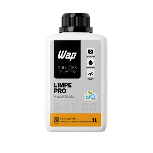 WAP Detergente Concentrado para Limpeza Pesada de Pisos 1 LITRO WAP LIMPE PRO, Branco e amarelo