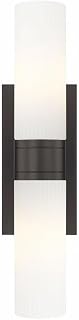 Innovations Lighting 617-2W-OB-G617-8SWH Ballston Urban - 2 Light Bath Vanity in Art Deco Style-3 Inches Tall and 18 Inches Wide, Finish Color: Oiled Brass, Glass Color: Striped White
