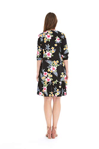 Image of Family Matching Hawaiian Clothes, Hibiscus Black | Black Hibiscus Print • Soft Rayon Fabric • Family Matching Outfits • Vacation Ready • Luau Party Wear