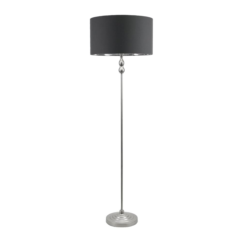 ValueLights | Maggie Brushed Chrome Metal Candlestick Floor Lamp with Charcoal & Chrome Inner Shade | Floor Lamps, Home Décor & Improvement Essential