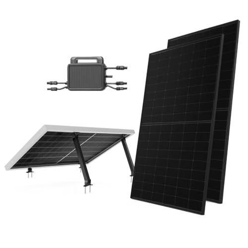 Testsieger ZEUS SMARTSYSTEM 800 Watt Balkonkraftwerk Set mit Flachdach Halterung | Plug and Play Komplettset 900 Wp | Stiftung Warentest Testsieger 07/2025 Note 1,8 | Glas-Glas bifaziale Solarmodule