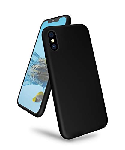 Coque iPhone XS Max noir en silicone liquide et design ultra fin