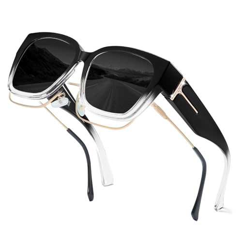 Trysee Polarized Fit Over Sunglasses with Rhinestone for Women UV400 Protection Sun Glasses TS7511