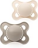 MAM Original Soothers | 0-6 Months | 2 Pack | Comes in Dummy Steriliser Case | Made from Sustainable Materials | Baby Accessories for Newborn | Cream/Grey (Plain)