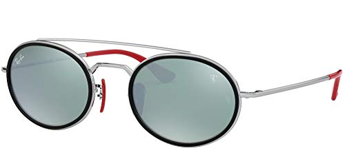 Ray-Ban Rb3847m Polarized Oval Sunglasses, Silver/Light Green Mirrored Silver, 52 mm