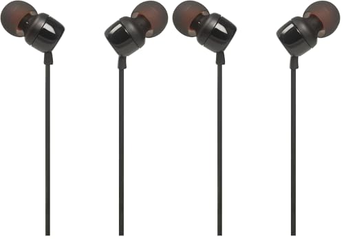 JBL T110 - Auriculares intraurales universales con Mando a Distancia y micrófono, Color Negro (Paquete de 2)