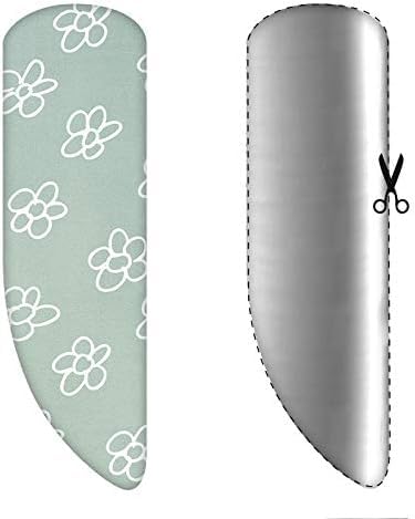 Housse De Table à Repasser Asymétrique | Molleton Vapeur | Taille A-XXL | Fleurs Grises | Pratique