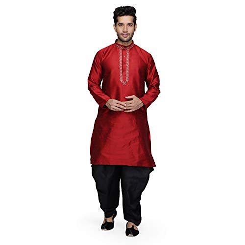 Kurta Salwar conjunto cómodo de seda para eventos de etiqueta granate talla 38