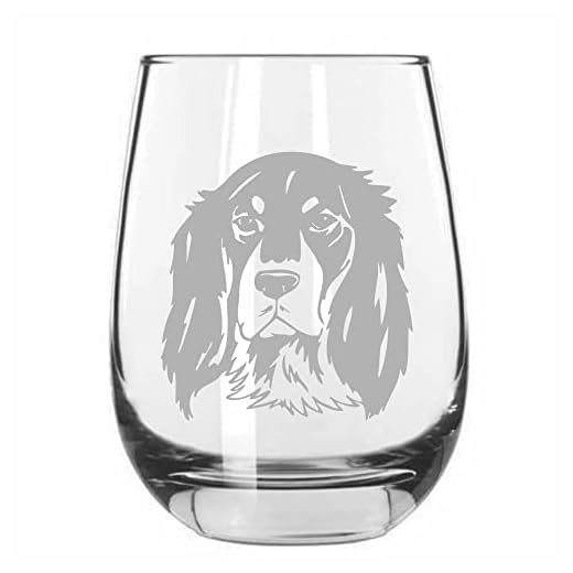 Blue Picardy Spaniel Dog Personalized Custom Etched 15.25oz Stemless Wine Glass