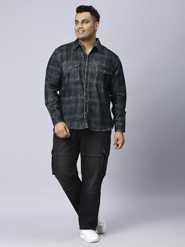 Image of TURNING BLUE Mens Plus Size Black Cargo Relaxed Fit Jeans