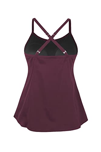 JINXUEER Women's Plus Size Flowy Swimsuit Crossback Tankini Top Modest Swimwear3