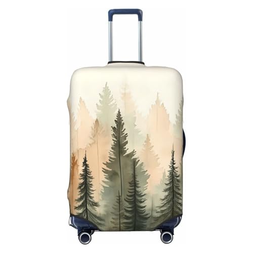 Rustic Evergreen Tree Elastic Travel Luggage Cover, Washable Spandex Suitcase Protector, Anti-Scratch Fits 18-32 Inch