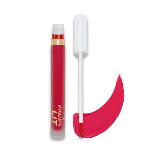 Image of MyGlamm LIT Liquid Velvet Matte Lipstick-Lover (Red)-3 ml | Mousse-Like, Hydrating Formula | Matte Lipstick | Liquid Lipstick