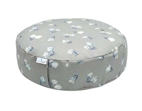 Image of Buckwheat ZAFU Meditation Cushion Filled with Buckwheat Hulls (ROUND - MOONLIGHT MIST)
