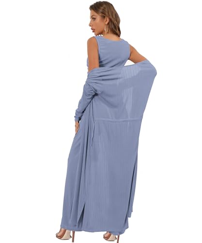 Image of 3 Piece Lounge Sets for Women Airport Travel Outfit | Long Cardigan,Tank Top ,Wide Leg Pants with Pockets,Comfy Loungewear,Casual Chic, Airplane Clothing,Vacation Matching Set