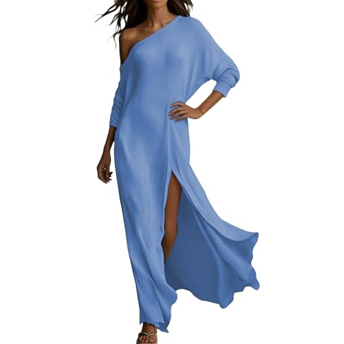 Robe d'été femme midi élégante en maille unie à volants