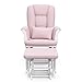 Storkcraft Tuscany Custom Glider and Ottoman with Free Lumbar Pillow (White/Pink Blush Swirl) - Cleanable Upholstered Comfort Rocking Nursery Chair with Ottoman