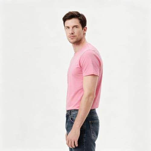 Image of ORJ 2 Pack Men t Shirts Crew Neck Short Sleeve Men's Undershirt Plain Polyester tee Bulk Stretch Soft Tees