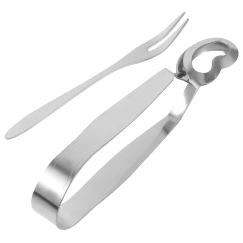CONGARTENO Pinzas para Caracoles y Tenedor de Acero Inoxidable, Juego de 2 Piezas para Mariscos, Herramienta Anti-escaldaduras para Comedor Escargot en Cocina y Restaurante