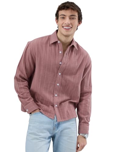 VASTRADO Dusty Peach Striped Boxy Crop Shirt - Image 2