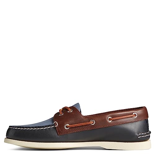 Image of Sperry Men's Authentic Original 2-Eye Boat Shoe, Navy Multi, 8