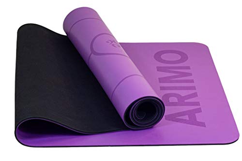 ARIMO Tapete de Yoga Mat PU com Borracha Natural 181 x 61 x 0,5 cm Com Linhas de Alinhamento Super A