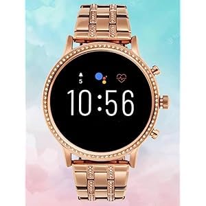RONT Gen 9 Rose Gold Diamond Strap Round Dial HD Display 2 Straps Bluetooth Calling Smartwatch for Mens and Womens with 500+ Watch Faces (Rose Gold Strap)
