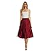 ZHANCHTONG Women's High Elastic Waist Velvet A Line Pleated Swing Midi Skirt (Red,L)
