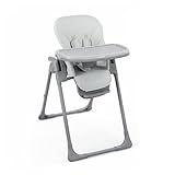Minikins High Chair, Foldable High Chairs for Babies and Toddlers, Adjustable Height, Backrest and Footrest, Removable Tray, Gray