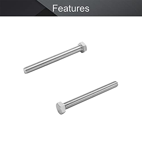 Image of MroMax 5Pcs M8-1.25 x 80mm Hex Head Screws Bolts, 316 Stainless Steel | Fully Threaded, Marine Grade A4-316, Corrosion Resistant, Silver, for Machinery & Marine Hardware, Replacement Fasteners